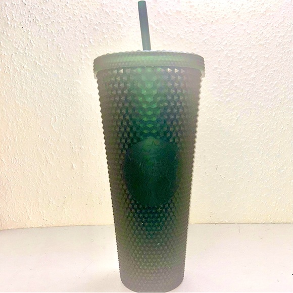Starbucks Dark Green Grid 24oz Venti Tumbler Cold Cup Straw. - Picture 4 of 4